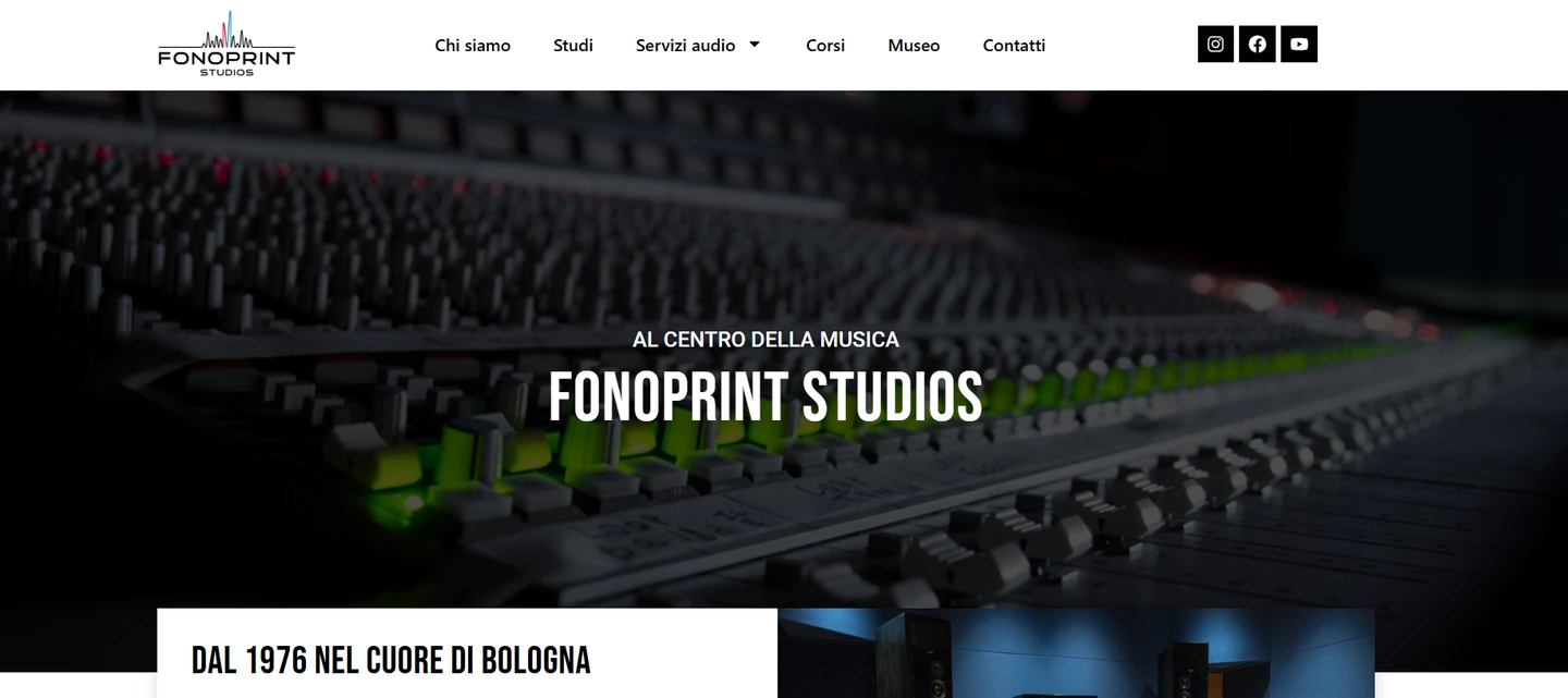 Sito web Fonoprint Studios realizzato da Corsaro Digital — Web Design