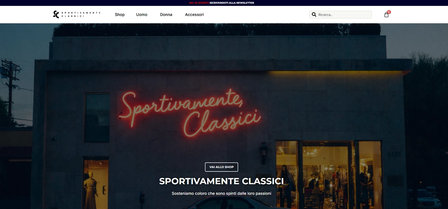 Sito web Sportivamente Classici realizzato da Corsaro Digital — Web Design