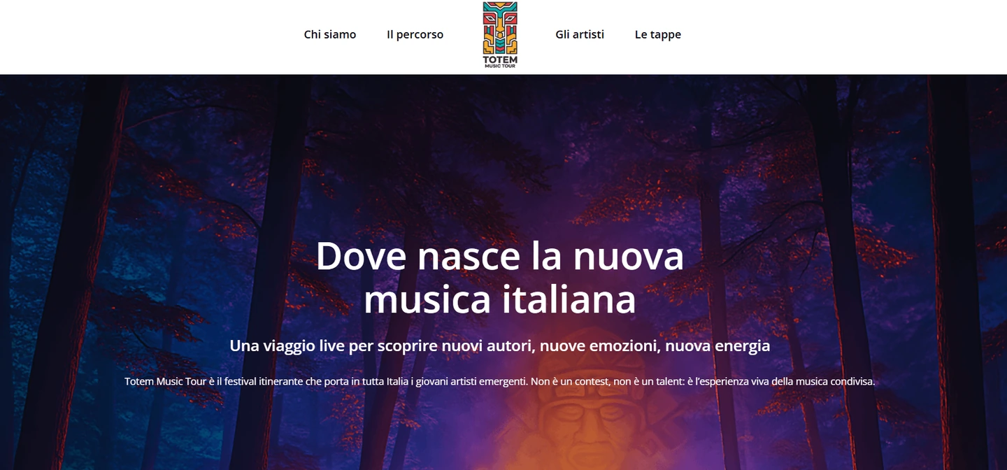 Sito web Totem Music Tour realizzato da Corsaro Digital — Web Design & SEO
